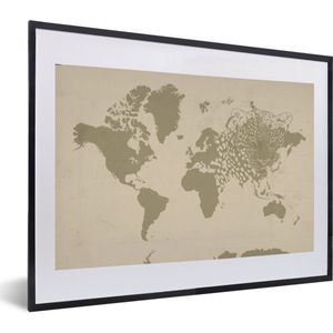 Fotolijst incl. Poster - Wereldkaart - Bruin - Panter - 60x40 cm - Posterlijst