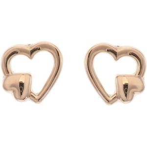 Behave Oorbellen dames – brons kleurig - oorhangers – oorstekers – hart vorm