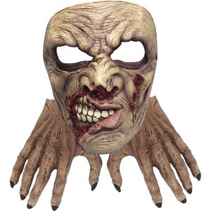 Partychimp Zombie Gezichtsmasker Halloween Masker voor bij Halloween Kostuum Volwassenen - Latex -Bruin -One-size