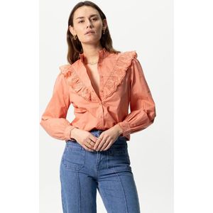 Sissy-Boy - Oranje poplin blouse met broderie anglaise