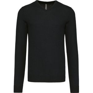 Pullover/Cardigan Heren M Kariban V-hals Lange mouw Black 50% Katoen, 50% Acryl