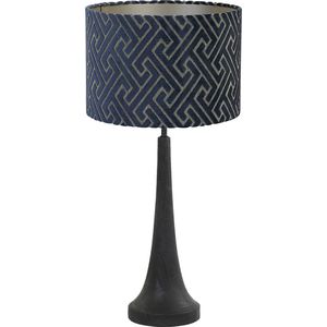 Light and Living tafellamp - blauw - hout - SS10627