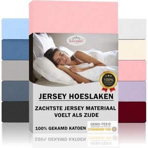 Silky Jersey  Zijdezachte Jersey Hoeslaken Strijkvrij 100% Gekamd Katoen - 200x200+30 cm Roze