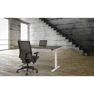 Bureau Teez Slinger zit/zit verstelbaar breed 140CM diep 80CM bladkleur Wit framekleur Aluminium (RAL9006)