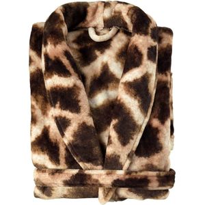 Giraffe Badjas Lang - Flanel Fleece - Maat S - Brown - Badjas Dames - Badjas Heren