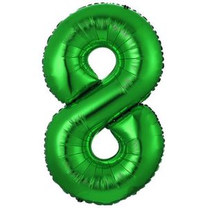 Folie Ballon Cijfer 8 Jaar Groen Verjaardag Versiering Cijfer ballonnen Feest versiering Met Rietje - 36Cm
