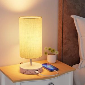 Led-bedlamp, touch-dimbaar, met USB-opladen, touch-bediening, tafellamp, 3 kleurtemperaturen, tafellamp voor slaapkamer, woonkamer, kinderkamer [Energieklasse G]