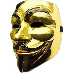 Gouden V for Vendetta Masker / Gouden Anonymous Masker / Gouden Guy Fawkes Masker