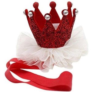 Jumada - Haarband Kroontje - Haarband met glitters en kroon– Crown – Glitter – Rood