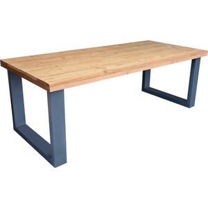 Eettafel ""New England"" grijs industriële tafel U-poot 90/220cm - eetkamertafel - eettafel woonkamer - eettafel hout
