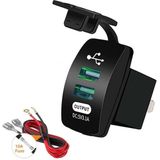 12V USB Autolader 2 Poorten Inbouw met Aansluitkabel - 5V/3.1A - PUSB1-G - USB Stopcontact Auto, Boot en Camper - Groen