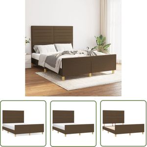 vidaXL Donkere Bruine Bed - Bed Frame - Bedframe zonder matras stof donkerbruin 140x200 cm - Houten Bed - Tweepersoonsbed - Boxspring Bed
