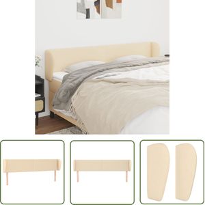 The Living Store Hoofdbord met randen 203x23x78/88 cm stof crèmekleurig - Klassieke Hoofdbord - Hoofdbord Met Randen - Bedhoofd - Stoffen Hoofdbord - Beige Hoofdbord