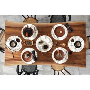 Ronde placemats - Onderlegger - Placemats rond - Marmer print - Beige - Patronen - 8 stuks