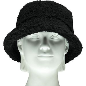 Meisjes Winter Teddy Bucket Hat - 3-8 jaar - Hoed - Zwart