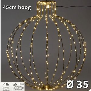 Verlichte Kerstbal 45 cm - Zwart Metalen Frame - 180 LED’s - Timer - Binnen Buiten - Vouwbaar