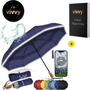 Strandparasol Met Draagtas Windbestendig - Strandparasol UV Werend Met Windkracht Meter - Paraplu Opvouwbaar Met Reflectieve Rand - Incl. App & Opbergtasje
