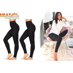 Heat Essentials - Thermo Legging Dames - Fleece Panty - 2 Stuks - Zwart - S/M - Thermo Ondergoed Dames - Seamless - Naadloze Sportlegging Dames - Dikke Dames Legging voor buiten of binnen met fleece afwerking - Shapewear Dames - Licht Corrigerend