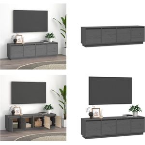 vidaXL Tv-meubel 156x37x45 cm massief grenenhout grijs - Tv Kast - Tv Kasten - Tv Meubel - Tv Meubels