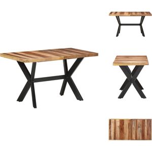 vidaXL Eettafel 140x70x75 cm massief hout Industriële Eettafel - Eettafel Acacia - Eettafel Rubberwood - Eetkamertafel - Salontafel