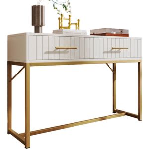 Merax Kaptafel met 2 Lades - 75 cm Hoog - Dressoir - Luxe Make-uptafel - H75/B100/D45 cm - Wit