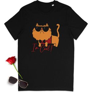 Heren T Shirt  Cool Cat - Zwart -Maat 3XL
