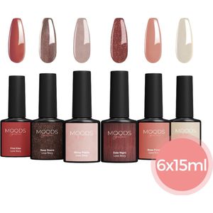 Moods Gellac 6-delige Set - Gel Nagellak - 15ML - Love Story - Gellak - Nagels - Gellak Starterspakket - Chique Kleuren