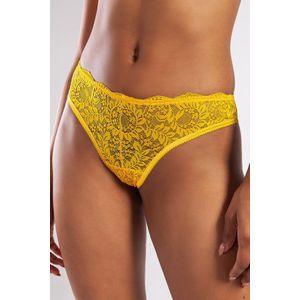 Colors Dames Lingerie Full Kant Brazillian-Hipster (131-006) - Ondergoed Dames - Maat L - GEEL