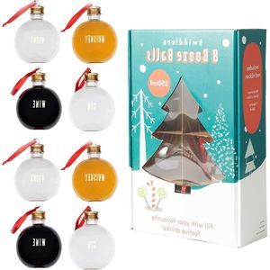 Kerstballen om te Vullen met Dranken en Snoep - Gin, Wodka, Whisky, Wijn - 10 x 8 cm 250 ml - Hangende Kerstboomversiering