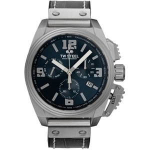 TW Steel TW1114 Canteen Swiss Movement Steel Chrono Grijs Leer 46mm