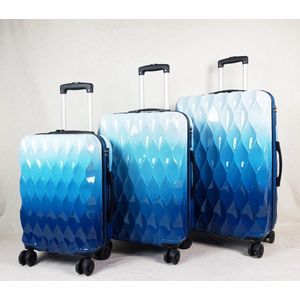 Senella Luxe kofferset - 3-delige kofferset - Reiskoffer met wielen - ABS kofferset - Hardcase kofferset - TSA slot - Luxe design - Lichtblauw/wit