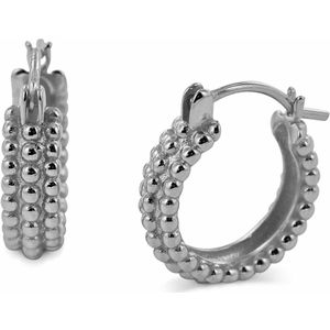 Silventi 9SIL-21689 Zilveren Oorringen - Dames - Bolletjes - 15 x 4,5 mm Doorsnee - Rhodium - Zilver