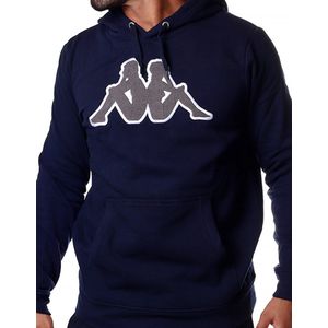 Kappa logo tairiti hooded sweater blue grey md mel wit 303GCJ0922, maat XL