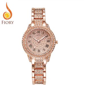 Fiory Horloge D176 | Rose-Goud | Horloge | Unisex| Strass steentjes | Roestvrijstaal | rond| Rose-Goud