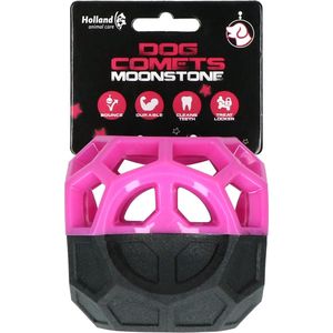 Dog Comets Moonstone - Traktatie kubus - Hondenspeelgoed - Intelligentie speelgoed - Stuiterend - Met pieper - Rubber - 9x10x9 cm - Roze/Zwart