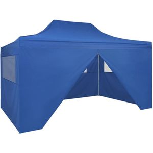 Partytent opvouwbaar - Paviljoen - 3x4,5 - Easy up - Waterdicht - met Zijwanden - Weerbestendig - Blauw
