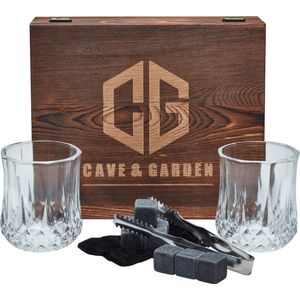 Whiskey set - Whisky set - Whiskey stoned - Whiskey glazen - Whiskey glas - Whiskey gift set - Whiskey stenen - Cave & Garden