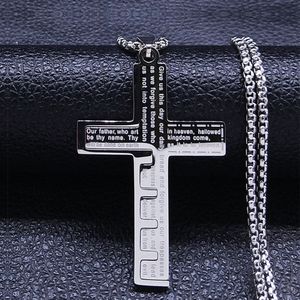 Fako Bijoux® - Cubaans Kruis Key Voor Mannen - Ketting Met Kruis - Heren Ketting - Holy Cross - 33x50mm - 60cm - 2mm - Stainless Steel - RVS - Staal - Zilverkleurig
