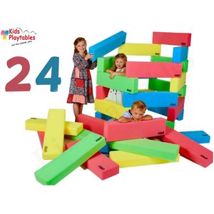RIWI Zachte XXL Bouwblokken Set van 24 stuks, Grote Zachte Soft Play Foam Blokken | bouwstenen voor kinderen | grote speelblokken | jenga blokken| motoriek baby speelgoed | foamblokken | reuze bouwblokken | Soft play peuter speelgoed | schuimblokken