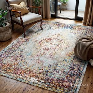 Tapijtenloods Picasso Keshan Vintage Vloerkleed Multi / Beige Laagpolig- 160x230 CM