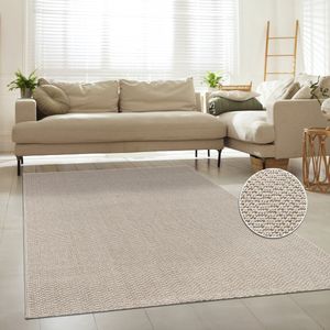 Flycarpets Laagpolig Vloerkleed Hamiber - Wol look - Creme