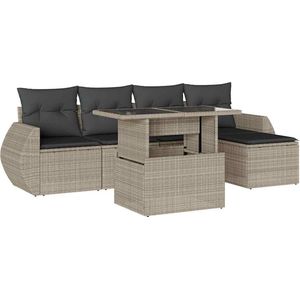 vidaXL 6-delige Loungeset - Lichtgrijs Tuinlounge - Lounge Set - Loungebank - Buitendiner - Outdoor Furniture