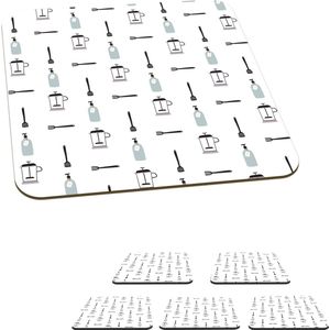 Onderzetters voor glazen - Patroon - Grijs - Keukengerei - 10x10 cm - Glasonderzetters - 6 stuks