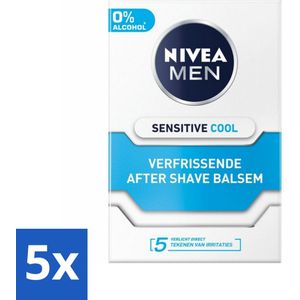 Nivea - Men - Sensitive Cool Aftershave Balsem - Zeewierextract & Kamille - Alcoholvrij - 100 ml - Bulkverpakking - 5 stuks