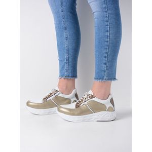 Wolky Veterschoenen Bounce wit/goud combi leer