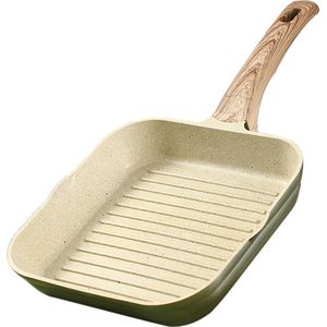 Repus - Keramisch Grill/Braad Pan - Marmeren Coating - Anti-aanbaklaag - Houten Handvat - Vierkant - Alle Warmtebronnen