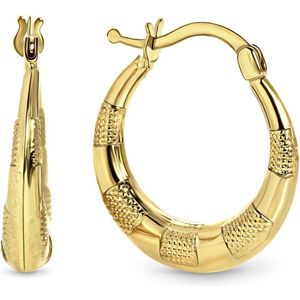 Juwelier Emo - Geelgouden Oorbellen Fantasie bewerking – 14 Karaat - Diameter 16 MM