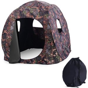 COSTWAY Jachttent pop-up design met 360°-uitzicht voor 2 personen, jachtschuilplaats grondtent met draagtas, spanbanden en grondpennen (152 x 152 x 163 cm)