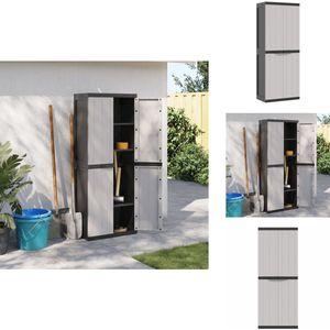 vidaXL Tuinkast - Tuinkasten - Tuin Kast - Kast Tuin - Tuinkast 65x37x165 cm polypropeen grijs en zwart