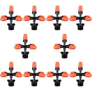Tuinirrigatiesproeiers kop 10 stuks vijfkoppige nevelsproeikop 360 ° micro-irrigatiesysteem 1/2 inch druppelirrigatie-onderdelen voor terras, gazon, kas benodigdheden